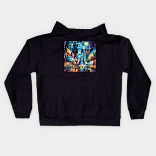 Times Square New York City Starry Night - Beautiful Iconic Places Kids Hoodie